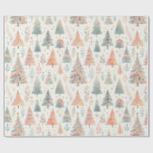 Pastellrosa und grüne Weihnachtsbaumen Geschenkpapier (Flach)