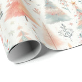 Pastellrosa und grüne Weihnachtsbaumen Geschenkpapier (Rolleneckpunkt)