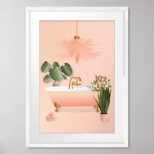 Pastellrosa und grünes Badezimmer | Blase Bad