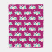 Pastellrosa und grünes Blumenmuster Fleecedecke (Vorderseite)