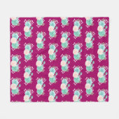 Pastellrosa und grünes Blumenmuster Fleecedecke (Vorderseite (Horizontal))