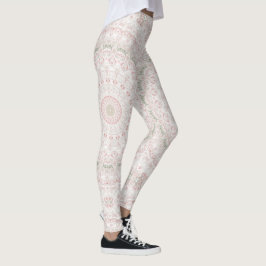 Pastellrosa und grünes Mandala-Muster Leggings