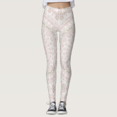 Pastellrosa und grünes Mandala-Muster Leggings (Vorderseite)