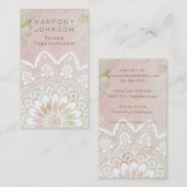 Pastellrosa und grünes Weiß Mandala Serene Visitenkarte (Vorne/Hinten)