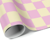 Pastellrosa und Hellgelb Karo Geschenkpapier (Rolleneckpunkt)