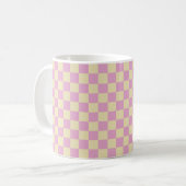 Pastellrosa und Hellgelb Karo Kaffeetasse (Vorderseite Links)
