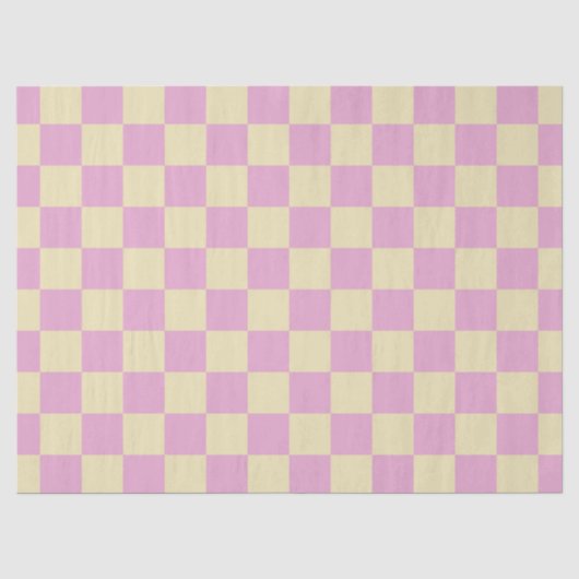 Pastellrosa und Hellgelb Karo Seidenpapier (Vorderseite)