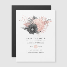 Pastellrosa und Holzkohle Save the Date Magneteinladung