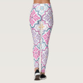 Pastellrosa und Lila Blumenmuster Leggings (Rückseite)