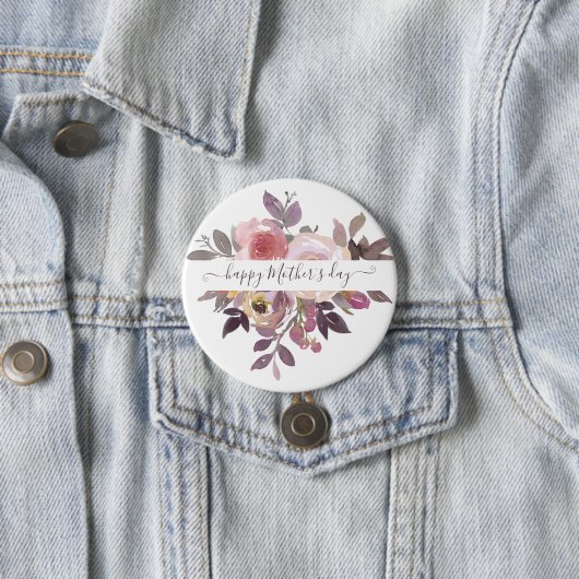 Pastellrosa und lila blumenreich personalisiert button (Beispiel)