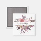 Pastellrosa und lila blumenreich personalisiert magnet (Vorderseite/Rückseite)