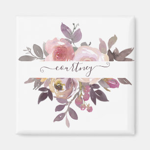 Pastellrosa und lila blumenreich personalisiert magnet