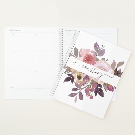 Pastellrosa und lila blumenreich personalisiert planer (Anzeige)
