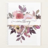 Pastellrosa und lila blumenreich personalisiert planer (Vorderseite)