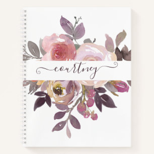 Pastellrosa und lila florale personalisierte  notizblock