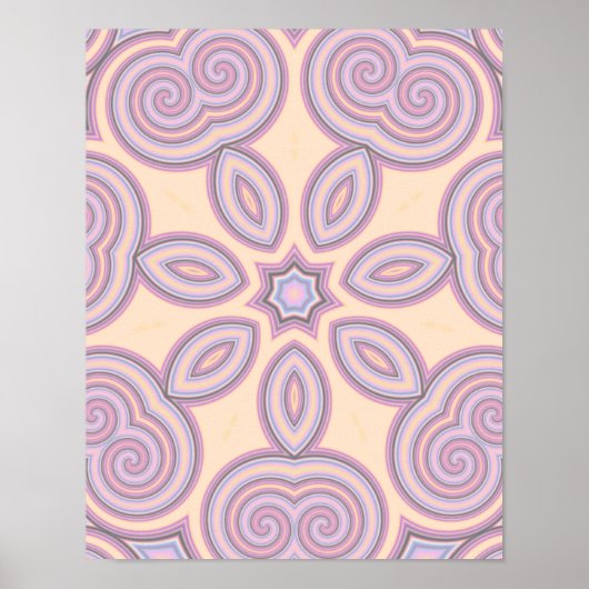 Pastellrosa und Lila Kaleidoskopmuster Poster (Vorne)