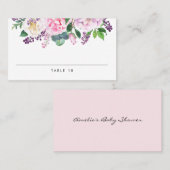 Pastellrosa und Lila Peonies Blumenzehen Platzkarte (Vorne/Hinten)