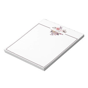 Pastellrosa und lila personalisierte Blumen Notizblock