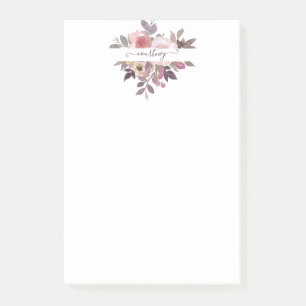 Pastellrosa und lila personalisierte Blumen  Post-it Klebezettel