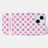 Pastellrosa und Lila Polka Dots Individuelle Name Case-Mate iPhone Hülle (Rückseite (Horizontal))