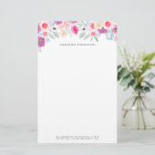 Pastellrosa und Lila Wasserfarben Blumengarten Briefpapier (Stehend Vorderseite)