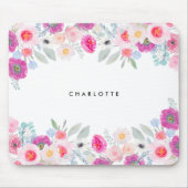 Pastellrosa und Lila Wasserfarben Blumengarten Mousepad (Vorne)