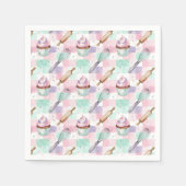 Pastellrosa und Minz-Cupcake-Backmuster Serviette (Vorderseite)