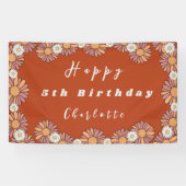 Pastellrosa und orange Daisy Blumenmuster Banner (Horizontal)