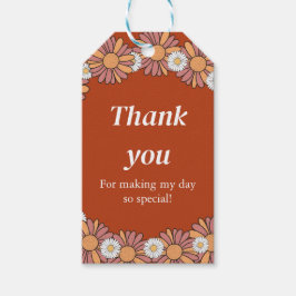 Pastellrosa und orange Daisy Blumenmuster Geschenkanhänger