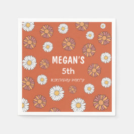 Pastellrosa und orange Daisy Blumenmuster Serviette