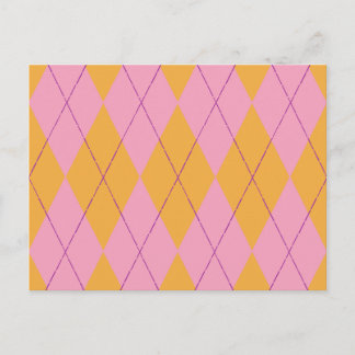 Pastellrosa und orange Raute Postkarte