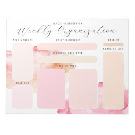 Pastellrosa und Orangefarbene Wochenorganisation Notizblock
