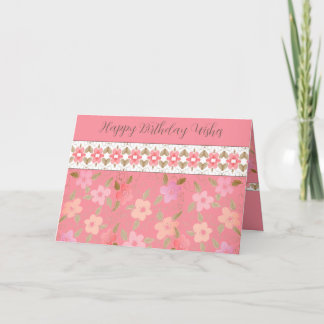Pastellrosa und Peach Happy Birthday Card Dankeskarte