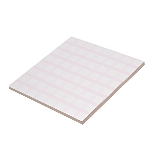 Pastellrosa und Rosé-Quarz-Rosa Gingham-Muster Fliese (Seite)