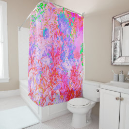 Pastellrosa und Rot mit Blauem Hydrangea Landschaf Duschvorhang