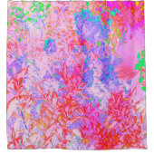 Pastellrosa und Rot mit Blauem Hydrangea Landschaf Duschvorhang (Vorderseite)