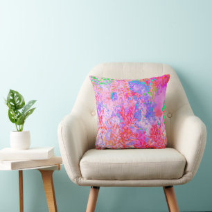 Pastellrosa und Rot mit blauer Hortensienlandschaf Kissen