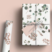 Pastellrosa und Sage Green Eukalyptus Wasserfarbe Geschenkpapier