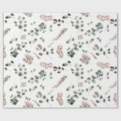 Pastellrosa und Sage Green Eukalyptus Wasserfarbe Geschenkpapier (Flach)