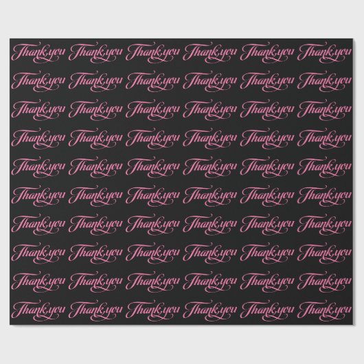 Pastellrosa und Schwarz Danke, Muster Geschenkpapier (Flach)