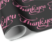 Pastellrosa und Schwarz Danke, Muster Geschenkpapier (Rolleneckpunkt)