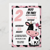 Pastellrosa und schwarze Moorkuh jedes Alter Gebur Einladung (Vorne/Hinten)