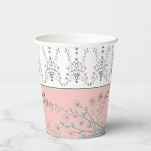 Pastellrosa und Türkis Pappbecher (Rückseite)