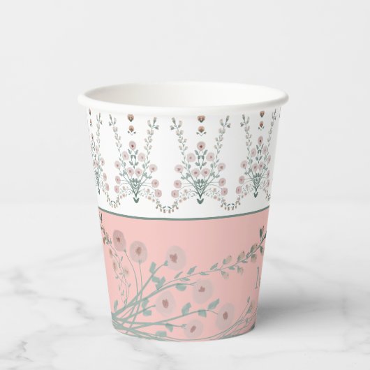 Pastellrosa und Türkis Pappbecher (Vorderseite)