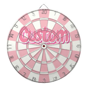 Pastellrosa und weiß anpassbarer Text Dartscheibe