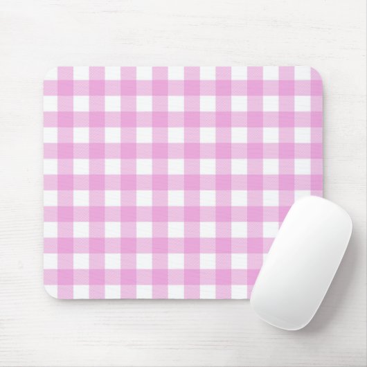 Pastellrosa und Weiß Kariert Mousepad (Mit Mouse)