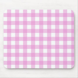 Pastellrosa und Weiß Kariert Mousepad