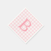 Pastellrosa und weiß karierte Monogramm Serviette (Ecke)