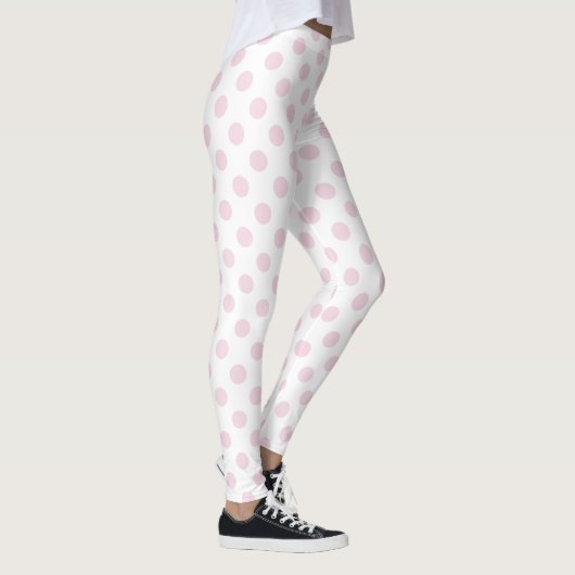 Pastellrosa-und Weiß-Tupfen-Muster Leggings (Rechts)