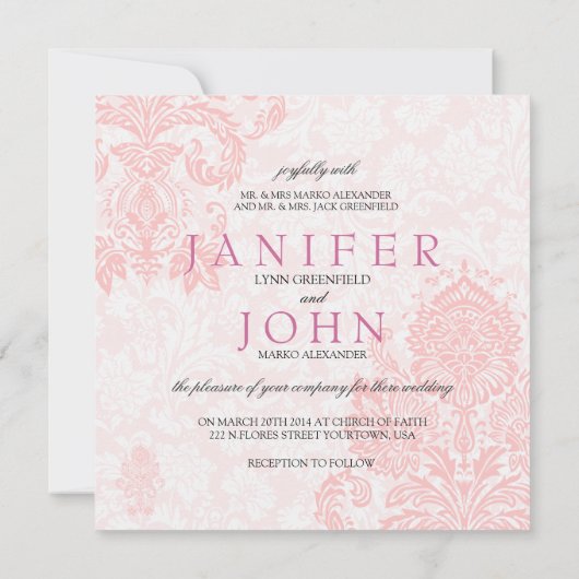 Pastellrosa und weiße Blütendampfer Einladung (Rückseite)